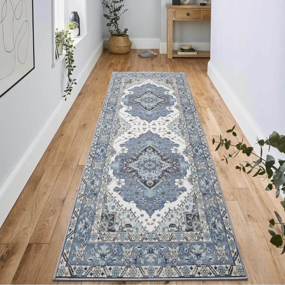 2x6 ft Hallway Runner Rug, Non Slip Backing Vintage Machine Washable - Picture 5 of 7